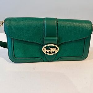 COACH Georgie Green Suede/Pebbled Leather Bag